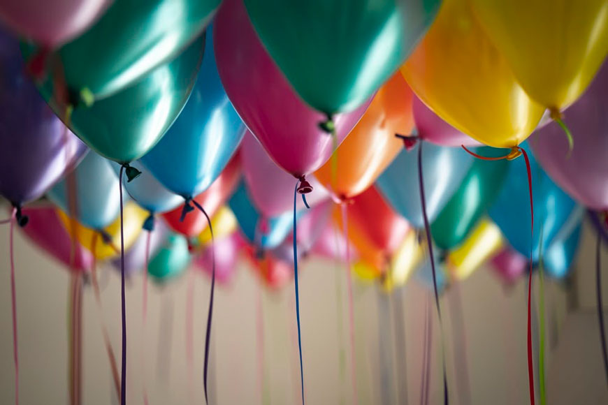 multi colored party balloons